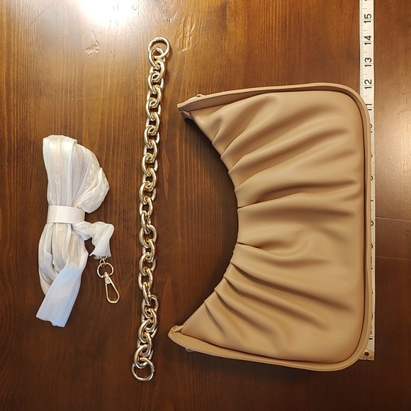 Elegant Tan Women's Bag with Gold Chain - Picture 2 of 5